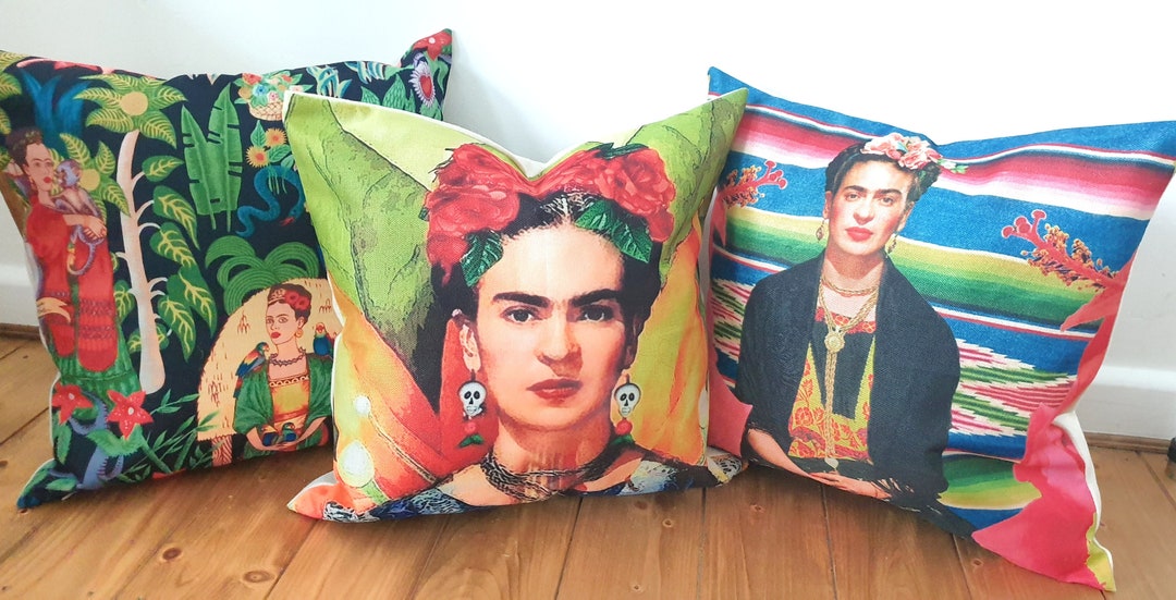 Frida Kahlo Cushion Cover, Self Portrait Inspired, Mexican Artist
