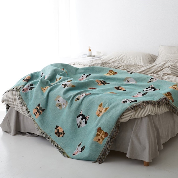 Dog Lovers Blanket Doggy Decor Furniture Throw Picnic Blanket Outdoor Garden Cotton Knitted Blanket Blanket for Dogs Dog Gift Etsy Canada