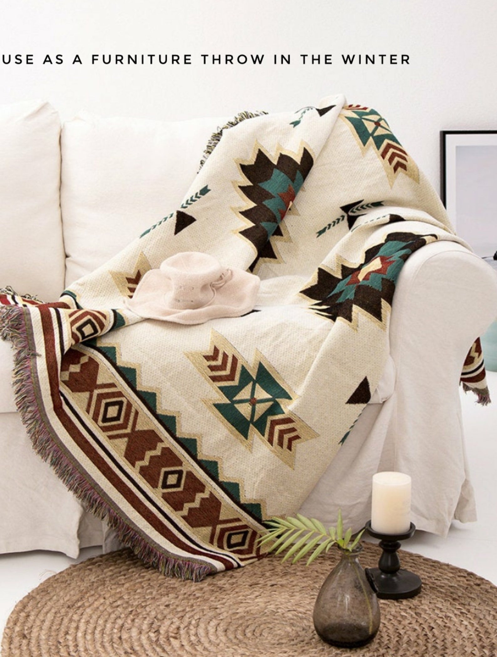 Luxury Aztec Picnic Blanket Bohemian Garden Throw Mexican Etsy