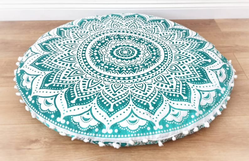 Round Mandala Floor Cushion Cover Meditation Cushion Cover Etsy