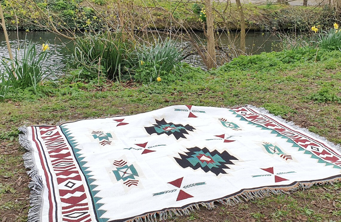 Luxury Aztec Picnic Blanket Bohemian Garden Throw Mexican Etsy