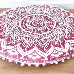 Round Mandala Floor Cushion Cover: Bohemian Meditation Pillow, 33 ...