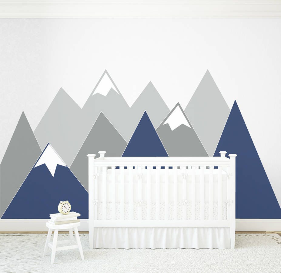 Mountains Wall Decal NURSERY Crib Headboard Art Wall Etsy