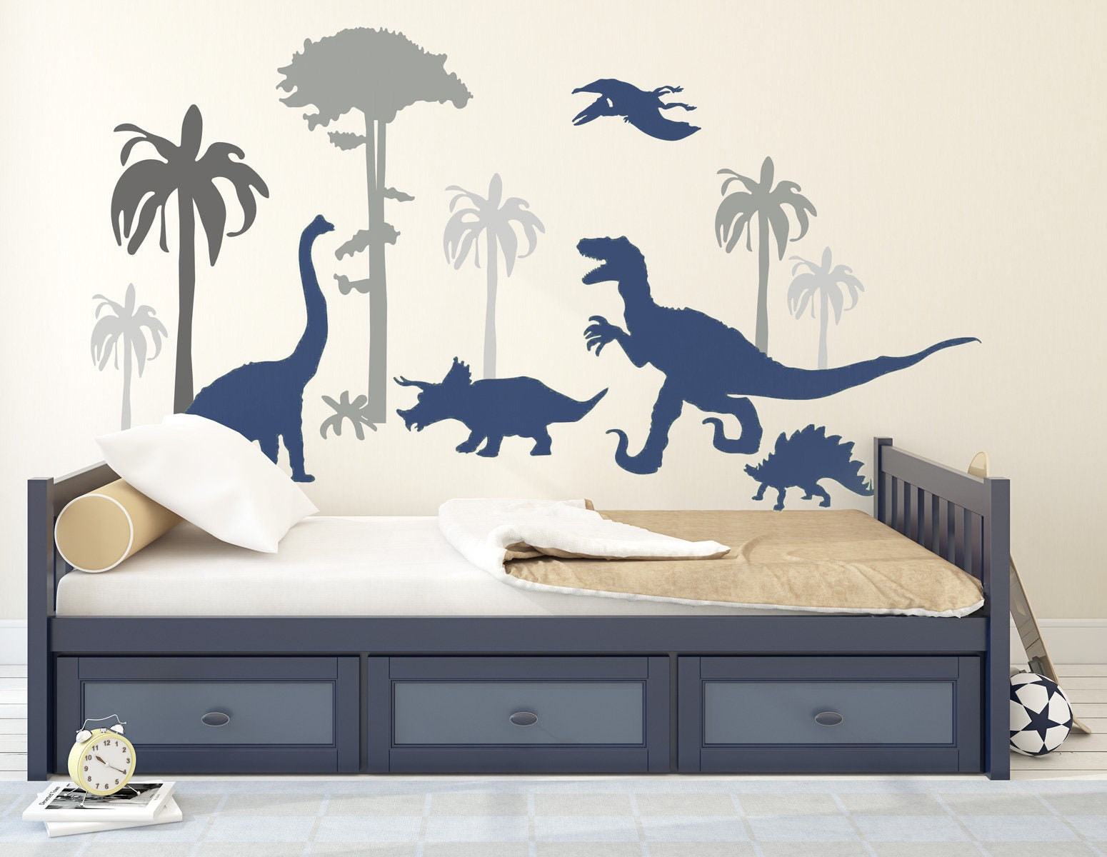 PIWOSGOL Dinosaurier Wandtattoo XXL - 60 Aufkleber Für Kinderzimmer