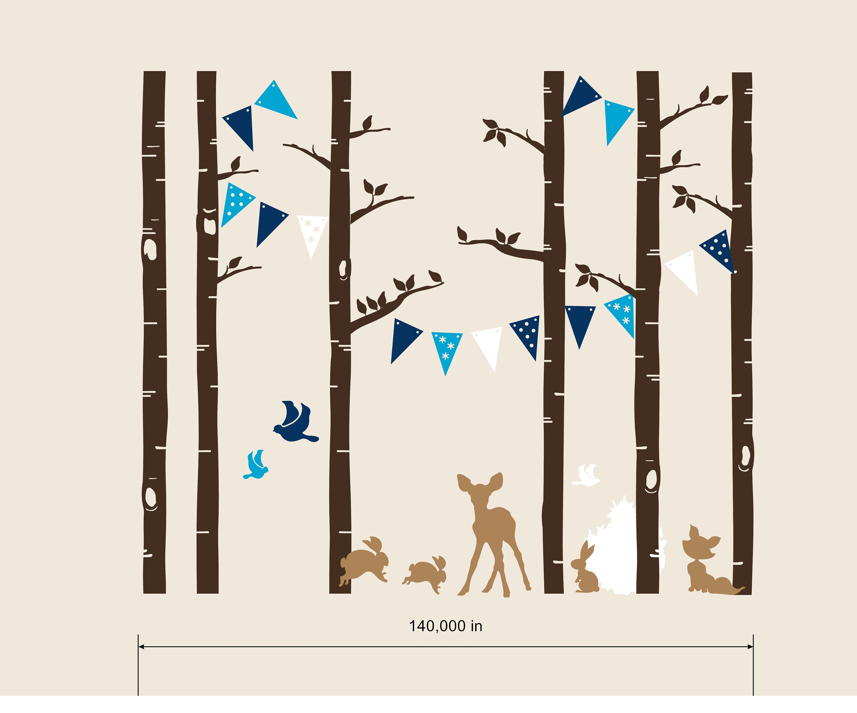 Woodland Wall Decal Project Nursery Forest Animals Decoration Etsy