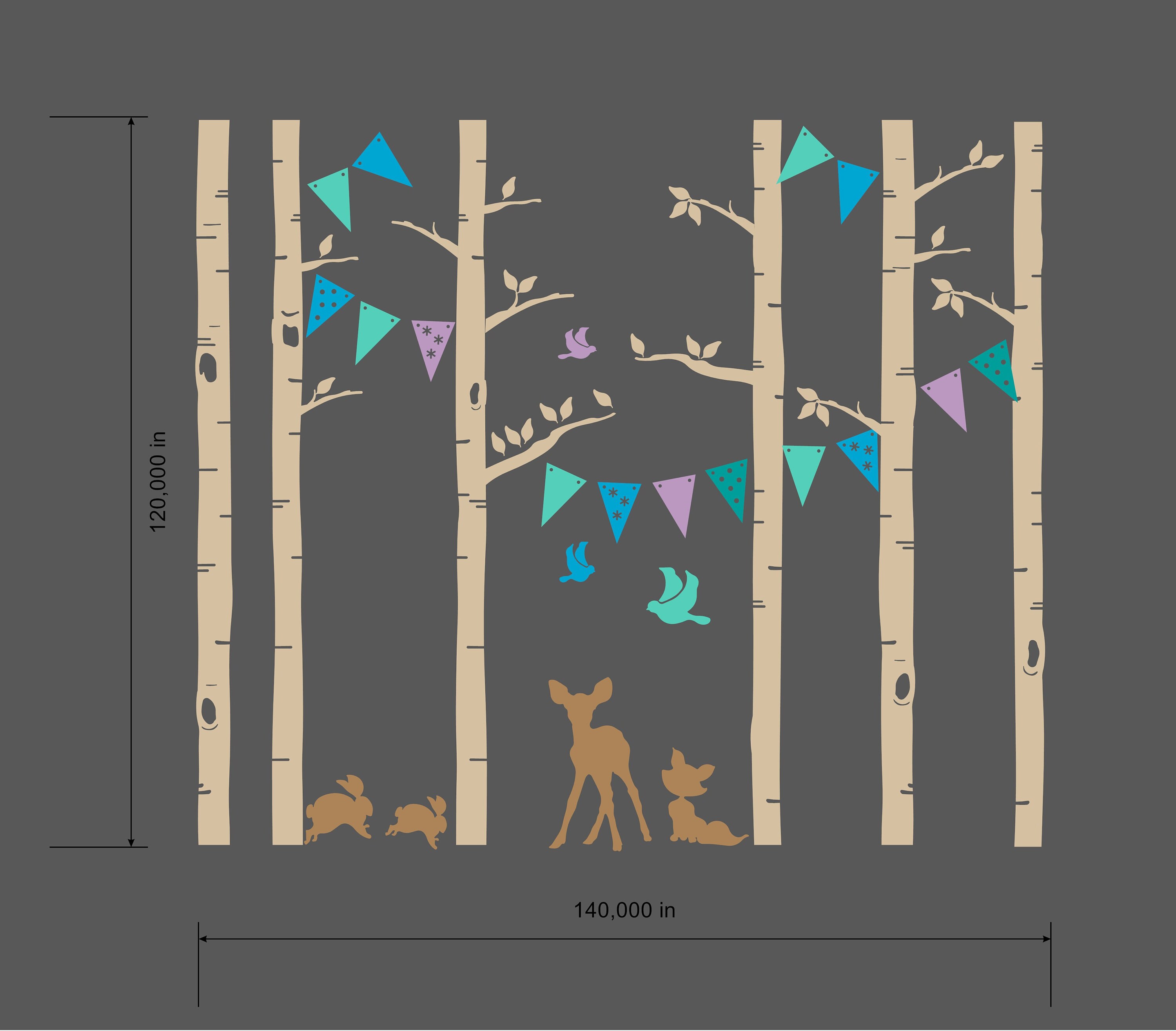 Woodland Wall Decal Project Nursery Forest Animals Decoration Etsy