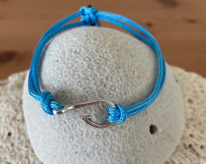 Fish Hook Charm Adjustable Paracord Bracelet/Ankelet