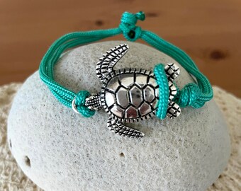 Sea Turtle Charm Paracord Adjustable Bracelet/Ankelet