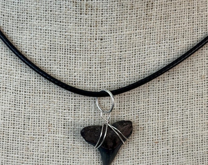 JAWSome Bull Shark Tooth Faux Leather Necklace