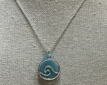 Large Wave Sea Glass Necklace