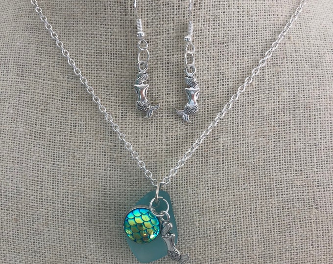 Mermaid At Sea Necklace & Earring Set