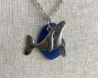 Humpback Whale Sea Glass Charm Necklace Choice of Color