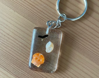 Resin Seashell & Shark Tooth Keychain