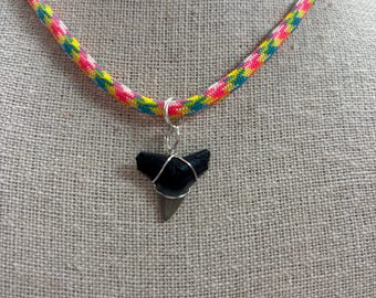 JAWSome Little Bite Adjustable Paracord Shark Tooth Necklace