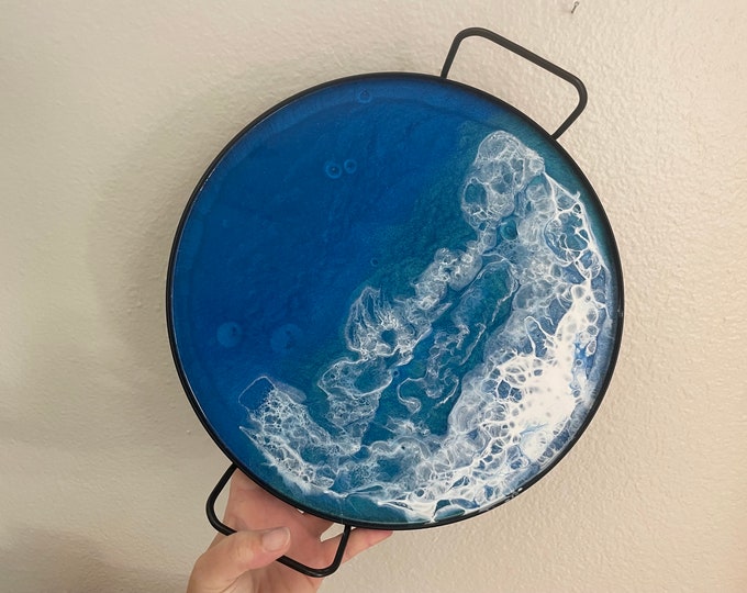 Ocean Resin Art 12” Round Tray