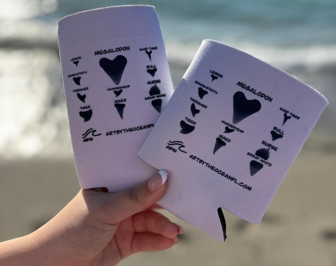 Shark Tooth Identification Guide Koozie