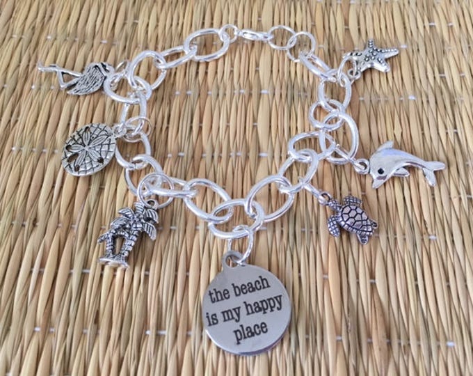 The Beach is My Happy Place Charm Bracelet