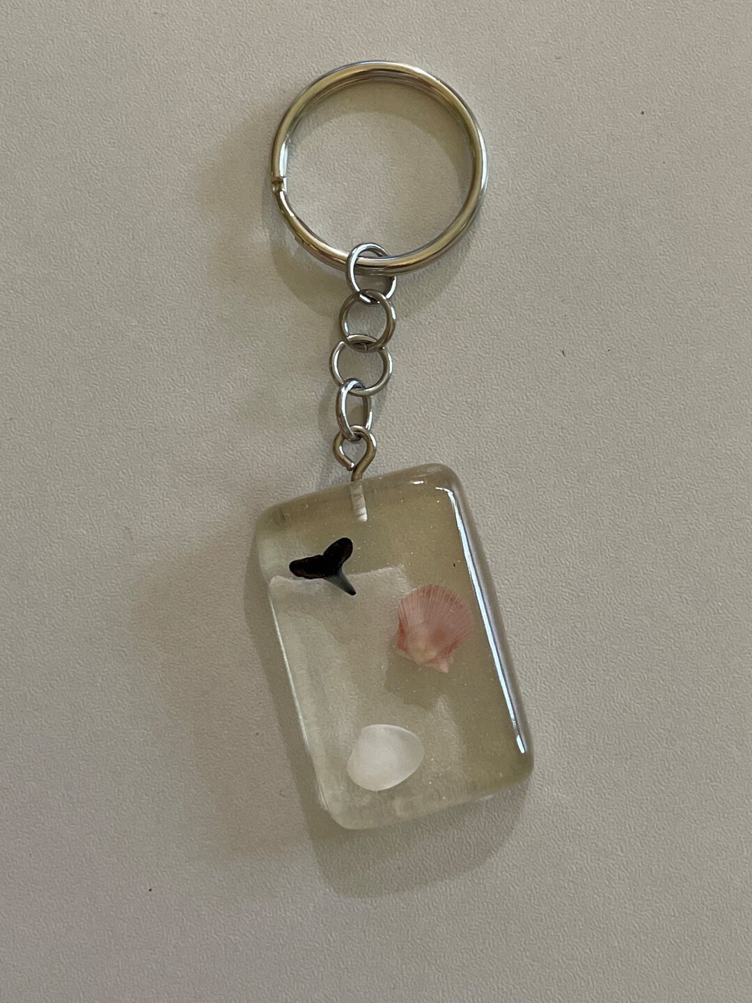 Resin Seashell & Shark Tooth Keychain Etsy