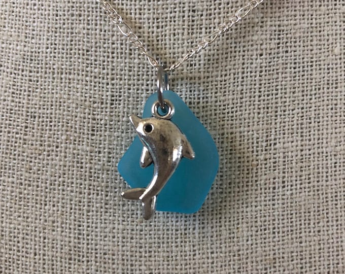 Dolphin Sea Glass Necklace - Choice of color