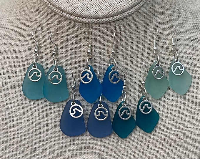 Wave Sea Glass Earrings