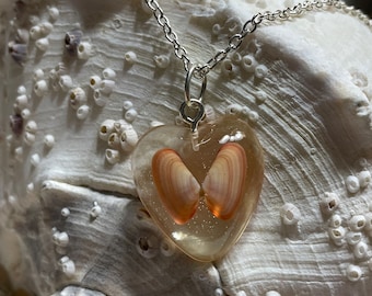 Coquina Resin Heart Necklace