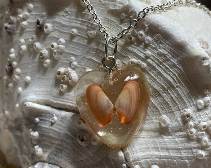Coquina Resin Heart Necklace