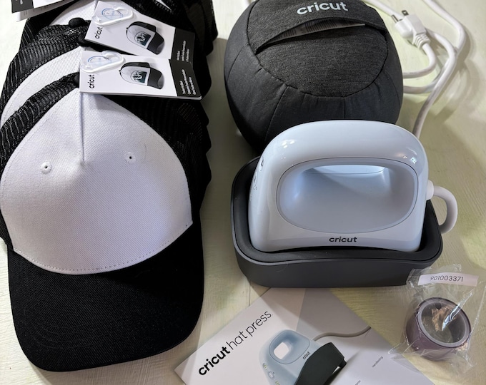 Cricut Hat Press with 7 Brand New Hats with Tags