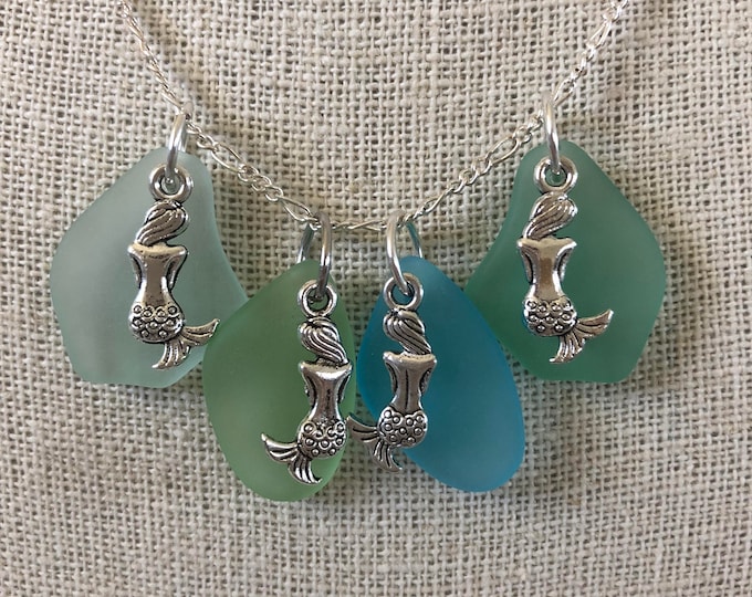 Mermaid Sea Glass Necklace - Choice of Color