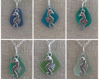 Seahorse Sea Glass Necklace - Choice of Color