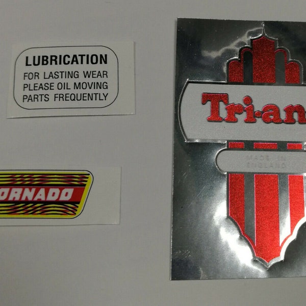 Set of Triang Tri-ang Scooter Tornado logo stickers decals for restoration