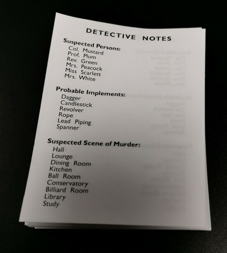 Cluedo Clue Spares 1949 1965 1972 Rules Detective Notes Murder Cards