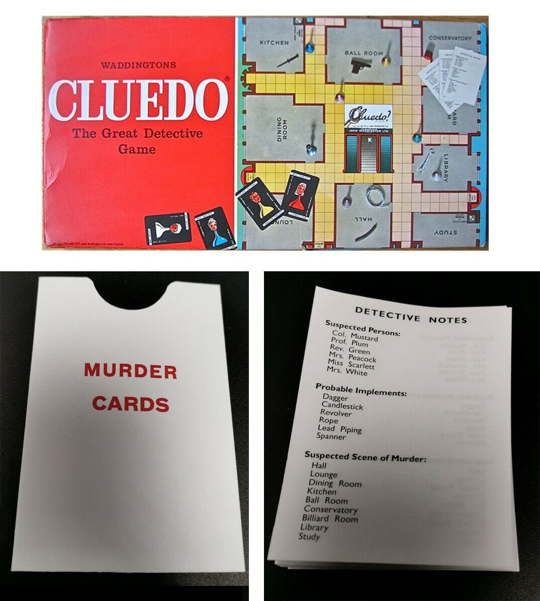 . CHOOSE PART CLUEDO  VARIOUS GAME PARTS 1972 EDITION 