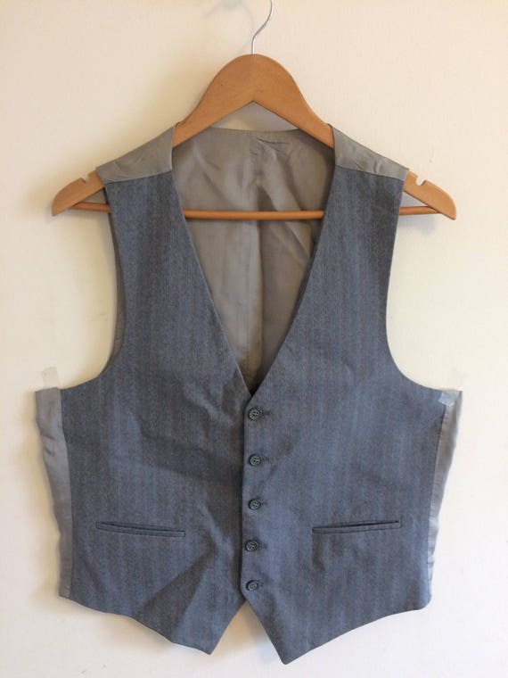 Vintage Gray Waistcoat/Vest/Groomsman/ Beige Satin