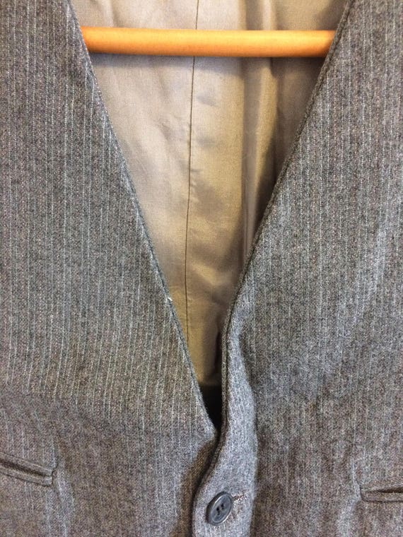 Vintage Gray Wool Waistcoat/ Pin stripe/ Size 40 … - image 3