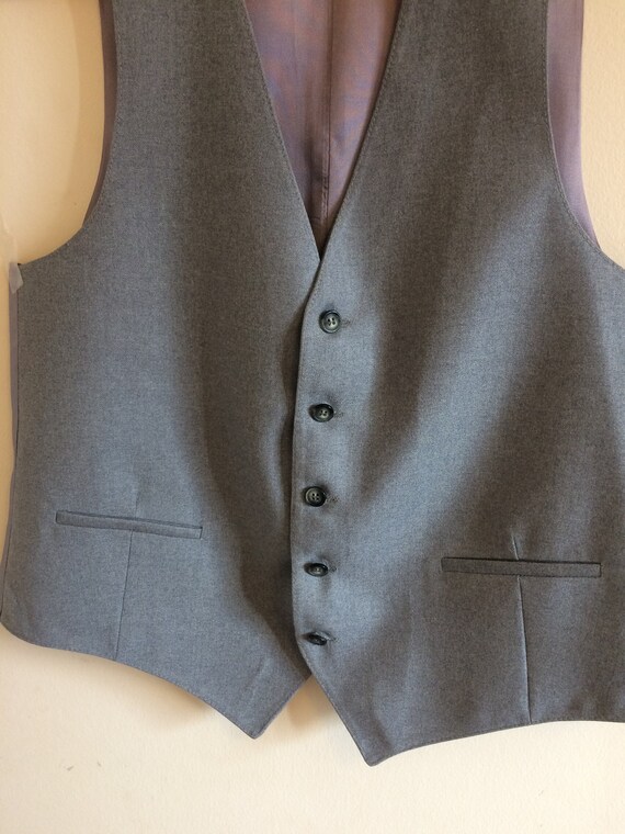 Vintage Gray Waistcoat/Vest/Groomsman/ Beige Sati… - image 3