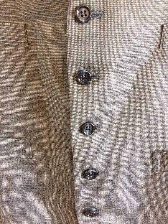Vintage Dark Gray Vest/Waistcoat/With Blue Pin Do… - image 4