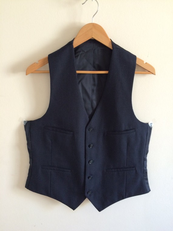 Vintage Navy Blue Waistcoat vest wool Waistcoat groomsman 38r Medium Size Etsy