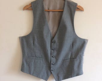 Vintage Gray Vest/Waistcoat/Groomsman/Size 42 Large/ Fromal/ Casual Mens