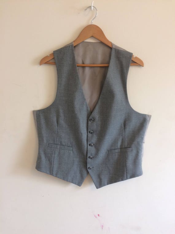 Vintage Gray Vest/Waistcoat/Groomsman/Size 42 Larg