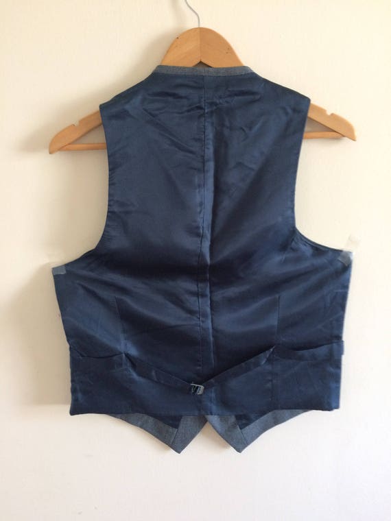Vintage Dark Gray Vest/Waistcoat/With Blue Pin Do… - image 5