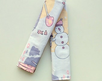 Seat Belt Cover, Seat Belt Strap Cover, Belt Cover, Winter Strap Cover, Snowman Print Seat Belt Cover, White Belt Cover