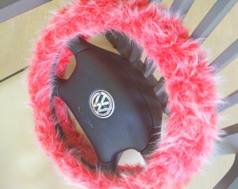 Fuzzy Car Accessories, Steering Wheel Cover, Gear Shift Knob Cover, Handbrake Cover, Rear View Mirror Cover, Belt Cover. Accessories Set.