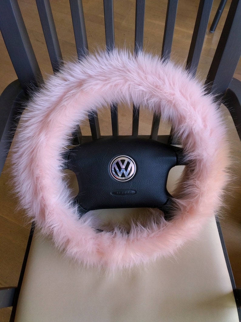 Fuzzy Car Accessories, Steering Wheel Cover, Gear Shift Knob Cover, Handbrake Cover, Rear View Mirror Cover, Belt Cover. Accessories Set. image 3