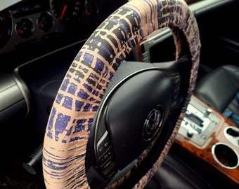 Abstract Steering Wheel Cover, Car accessories, Brown Steering Wheel Cover, Gift for Woman