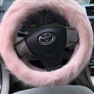 Fuzzy Car Accessories, Steering Wheel Cover, Gear Shift Knob Cover, Handbrake Cover, Rear View Mirror Cover, Belt Cover. Accessories Set.