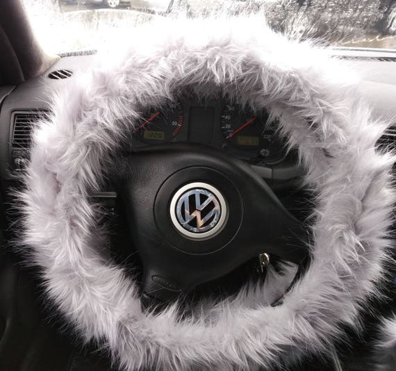 Fuzzy Car Accessories, Steering Wheel Cover, Gear Shift Knob Cover,  Handbrake Cover, Rear View Mirror Cover, Belt Cover. Accessories Set. 