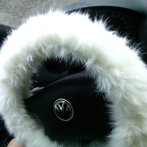 Fuzzy Car Accessories, Steering Wheel Cover, Gear Shift Knob Cover, Handbrake Cover, Rear View Mirror Cover, Belt Cover. Accessories Set. image 2