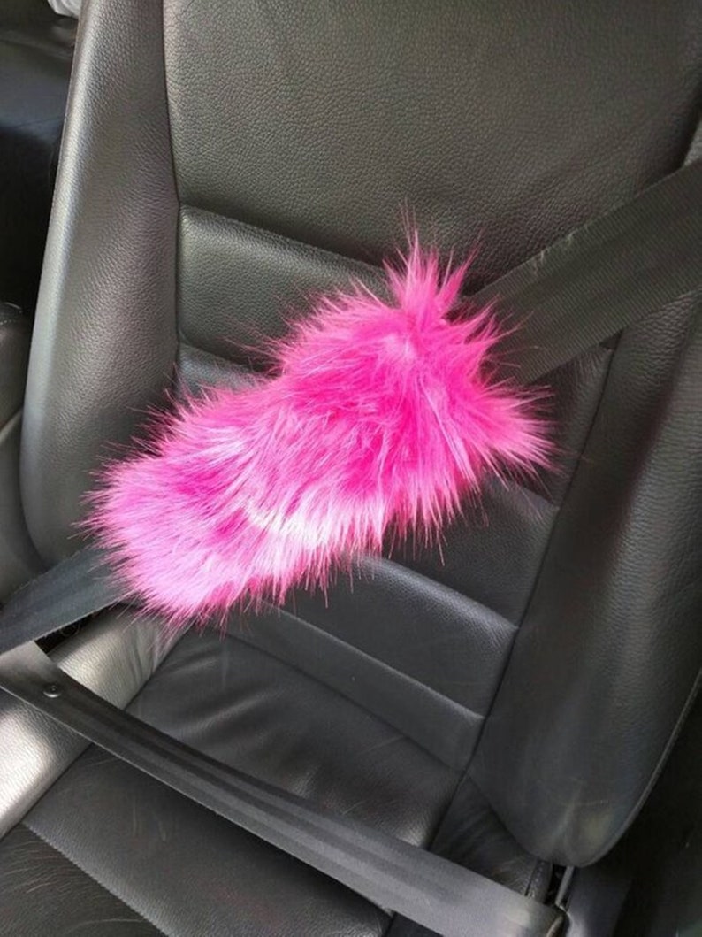 Fuzzy Car Accessories, Steering Wheel Cover, Gear Shift Knob Cover, Handbrake Cover, Rear View Mirror Cover, Belt Cover. Accessories Set. image 6