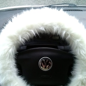 Fuzzy Car Accessories, Steering Wheel Cover, Gear Shift Knob Cover, Handbrake Cover, Rear View Mirror Cover, Belt Cover. Accessories Set.