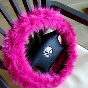 Fuzzy Car Accessories, Steering Wheel Cover, Gear Shift Knob Cover, Handbrake Cover, Rear View Mirror Cover, Belt Cover. Accessories Set.